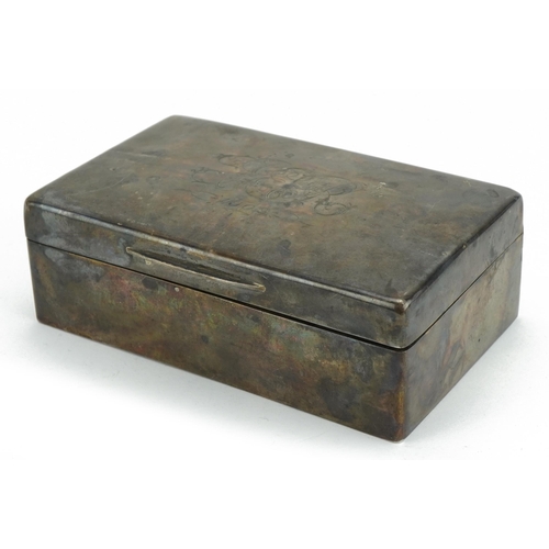 515 - Walker & Hall, Edwardian silver cigar box, London 1902, 4.5cm H x 13.5cm W x 8.5cm D, 244.8g