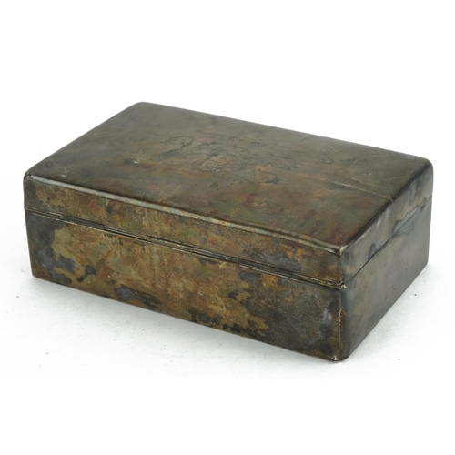 515 - Walker & Hall, Edwardian silver cigar box, London 1902, 4.5cm H x 13.5cm W x 8.5cm D, 244.8g