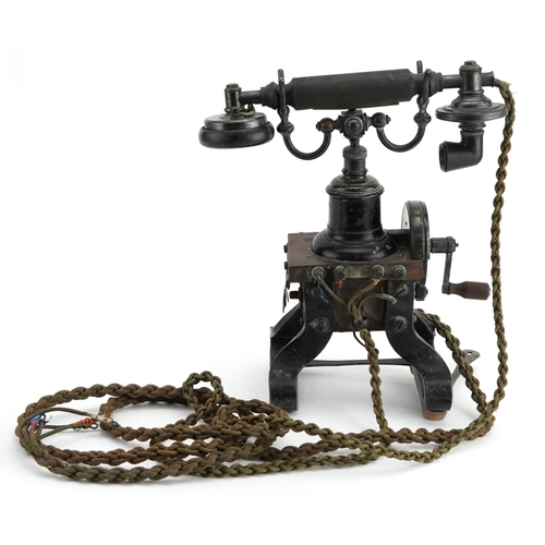 183 - Early 20th century Ericsson no 16 dial telephone, 31cm high