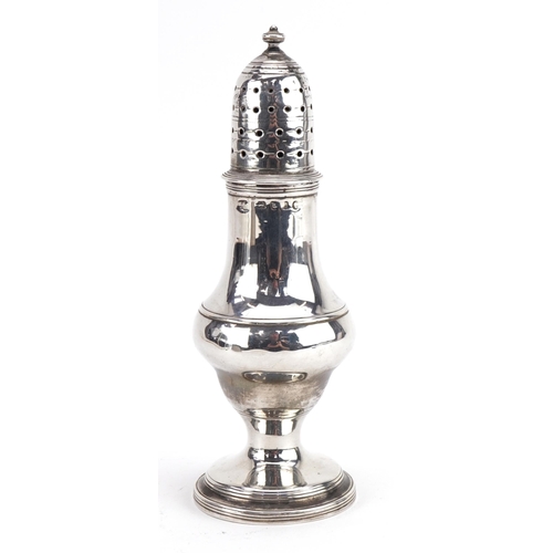 263 - James Mince, George III silver baluster shaped caster, London 1815, 15.5cm high, 103.5g