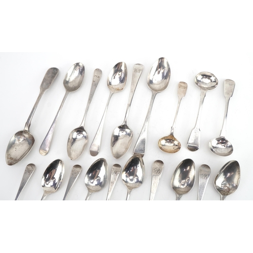 141 - Collection of Georgian and later silver spoons including a set of six by Josiah and George Piercy, L... 