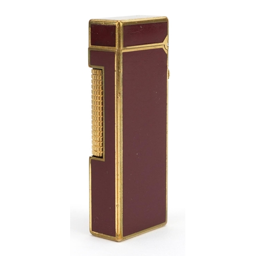 354 - Dunhill gold plated and red enamel pocket lighter with box