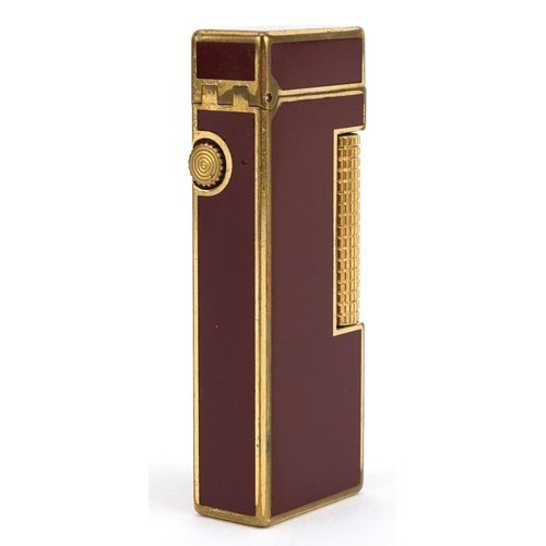 354 - Dunhill gold plated and red enamel pocket lighter with box