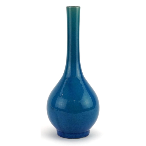 43 - Chinese porcelain bottle vase having a blue glaze, 25cm high