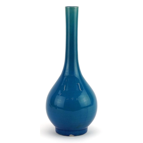 43 - Chinese porcelain bottle vase having a blue glaze, 25cm high
