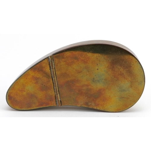 1738 - 19th century military interest brass epaulette and button design snuff box, 12.5cm wide