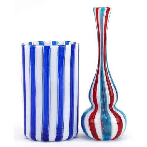 344 - Manner of Venini, two Murano glass vases including double gourd example, the largest 15.5cm high