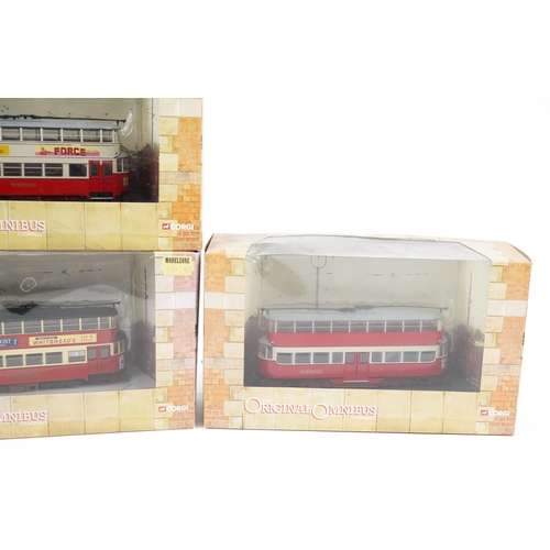 1667 - Four Corgi Original Omnibus diecast trams with boxes