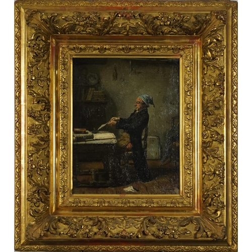 96 - After Franz Meerts - The Old Attorney, Belgian school oil on canvas housed in an ornate gilt frame, ... 