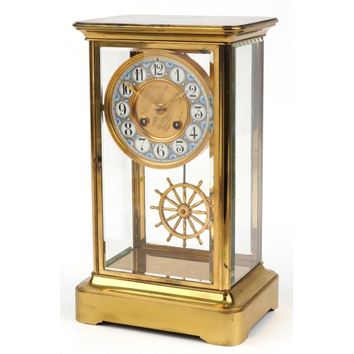 33 - Japy Freres, 19th century French aesthetic four glass mantle clock striking on a bell with ship's wh... 