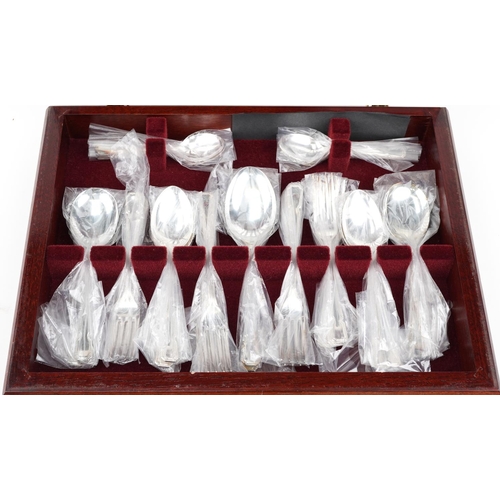 1086 - Six place canteen of Cooper Ludman Sheffield silver plated cutlery, the canteen 40.5cm wide