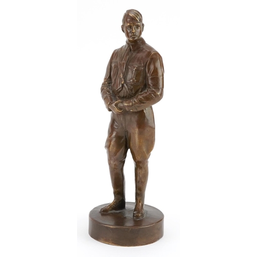 1735 - Patinated bronze desk sculpture of Adolf Hitler, 28cm high