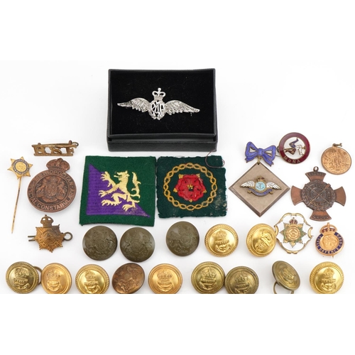 1732 - Military and police interest collectables including Fleet Air Arm sweet heart badge, RAF marcasite s... 