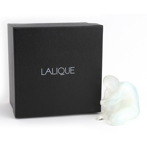 7 - Lalique, French frosted opalescent Nu Sage nude female paperweight with box, etched Lalique France, ... 