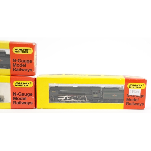 1530 - Four Hornby Minitrix N gauge model railway locomotives with boxes numbers 203, 204, 207 and 212