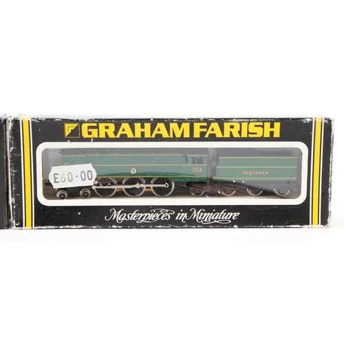 1528 - Two Graham Farish N gauge model railway locomotives with tenders with boxes numbers 1523 and 1816