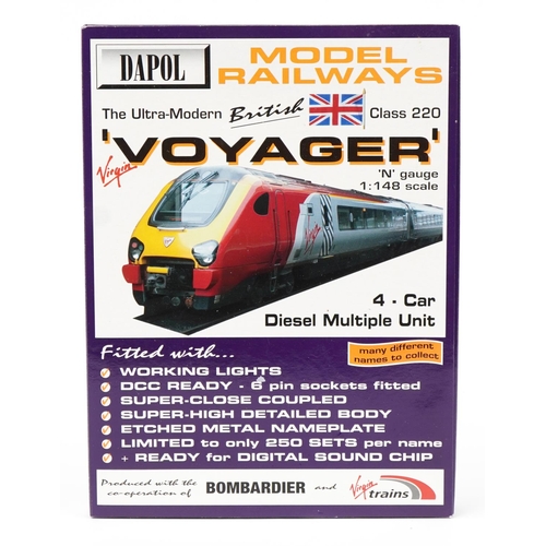 1543 - Dapol N gauge model railway Class 220 Virgin Voyager four car set with box number ND063G