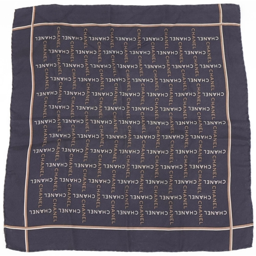 366 - Chanel, ladies silk monogrammed scarf, 45cm x 42cm