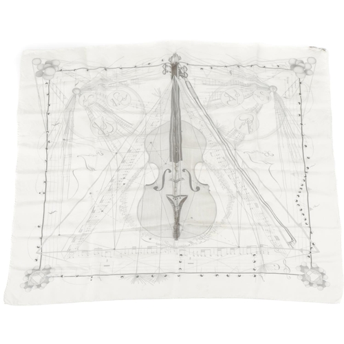 365 - Hermes silk violin scarf, 88cm x 84cm