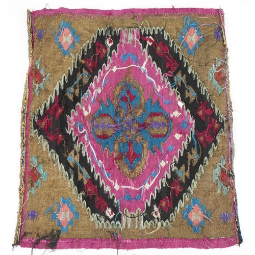 207A - Lebanese Islamic woven textile, possibly a prayer mat, 48.5cm x 44cm