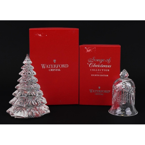 1094 - Waterford Crystal with boxes comprising Songs of Christmas, Silver Bells 2003 and Christmas Tree, ea... 