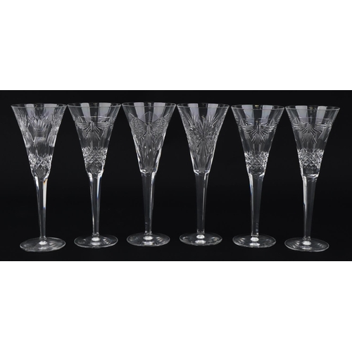 1096 - Three pairs of Waterford Crystal The Millennium Collection toasting flutes with boxes comprising Pea... 