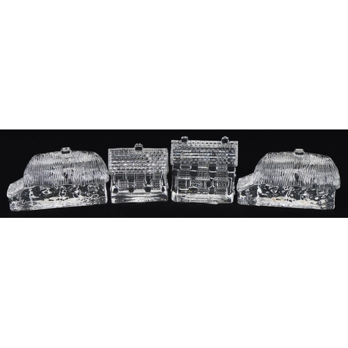 1101 - Waterford Crystal buildings with boxes including Lismore Cottage, the largest 9cm wide