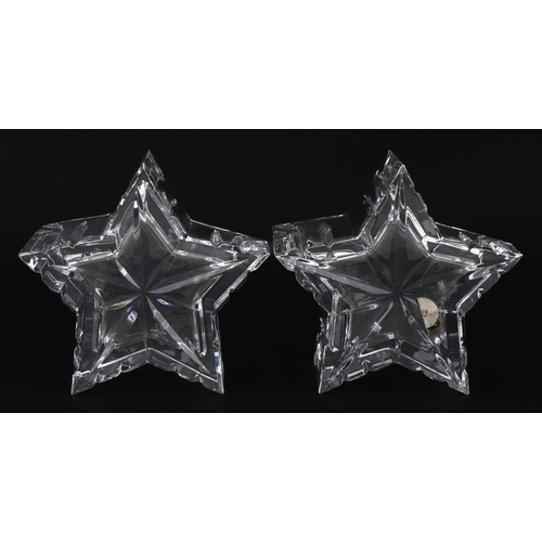 1095 - Pair of Waterford Crystal star votive candleholders, with boxes, each 12.5cm in diameter