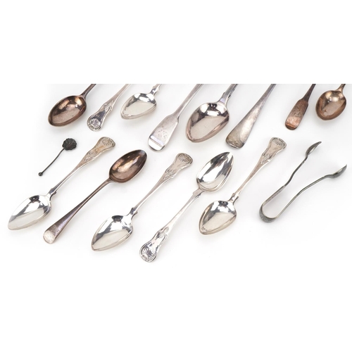 321 - Georgian and later silver cutlery including a set of six teaspoons by David McDonald Glasgow 1822, t... 