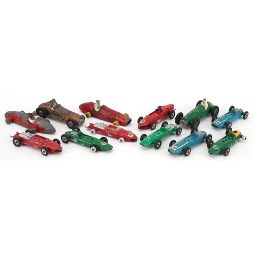 1545 - Twelve vintage Dinky diecast racing cars including BRM 243, Ferrari 242 and Cooper Bristol 233