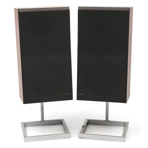 1509 - Pair of Bang & Olufsen Beovox S45 speakers with stands, each 69.5cm high