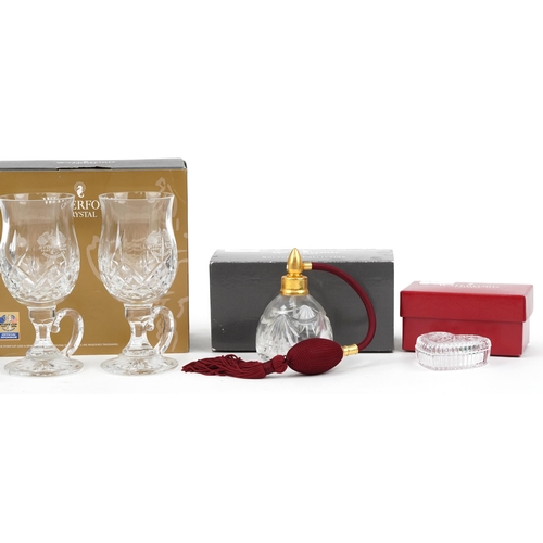 1106 - Waterford Crystal glassware, some with boxes including love heart trinket box, pair of Irish coffee ... 