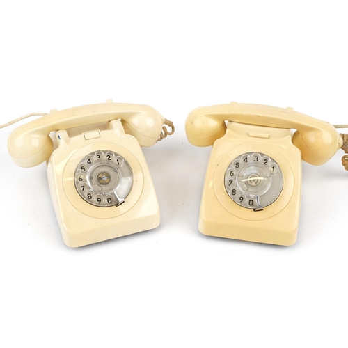 1384 - Two vintage cream dial telephones, one stamped GPO