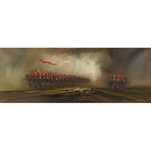 1093 - John Bampfield - Charge of the Light Brigade, Impressionist impasto oil on canvas, mounted and frame... 