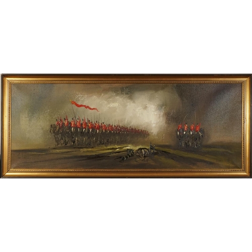 1093 - John Bampfield - Charge of the Light Brigade, Impressionist impasto oil on canvas, mounted and frame... 