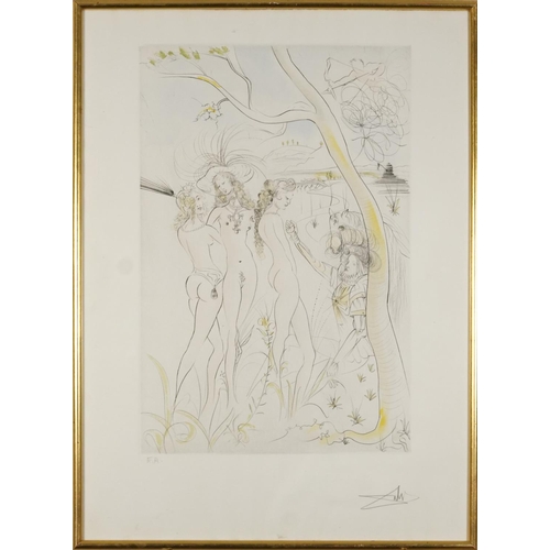 1091 - Salvador Dali - Judgement de Paris, from Suite Mythologique, pencil signed drypoint etching with Riv... 