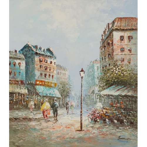 1520 - Caroline Burnett - Parisian street scenes including the Moulin Rouge, pair of Impressionist oil on c... 