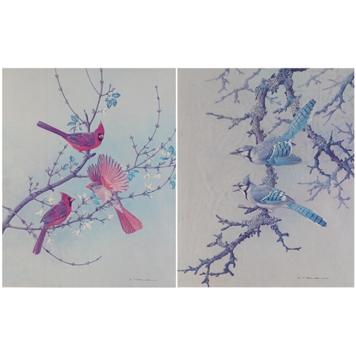 1750 - Basil Ede - Birds on branches, pair of pencil signed prints in colour, limited edition 38/750 and 56... 