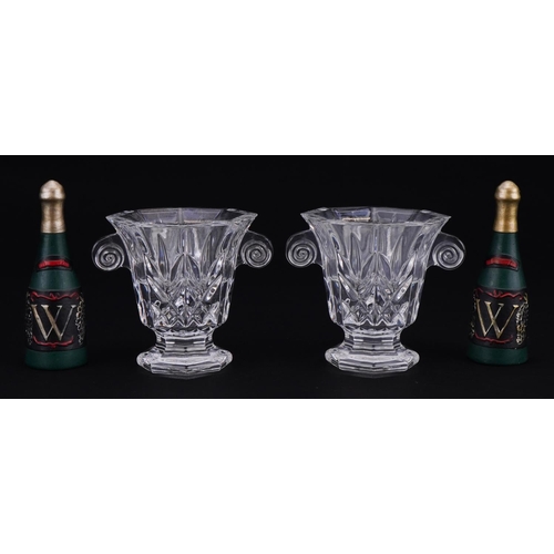 1105 - Pair of Waterford Crystal Champagne bottles with buckets, the bottles each 7cm high