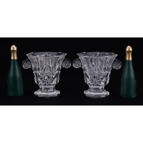 1105 - Pair of Waterford Crystal Champagne bottles with buckets, the bottles each 7cm high