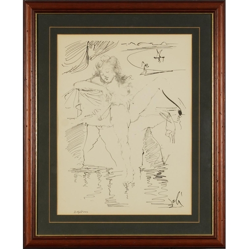 99 - Salvador Dali - Erotic nude female, surreal print, pencil numbered 312/1000, mounted, framed and gla... 