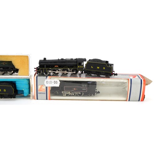 1539 - Two Rocco N gauge model railway locomotives with tenders and two Lima locomotives