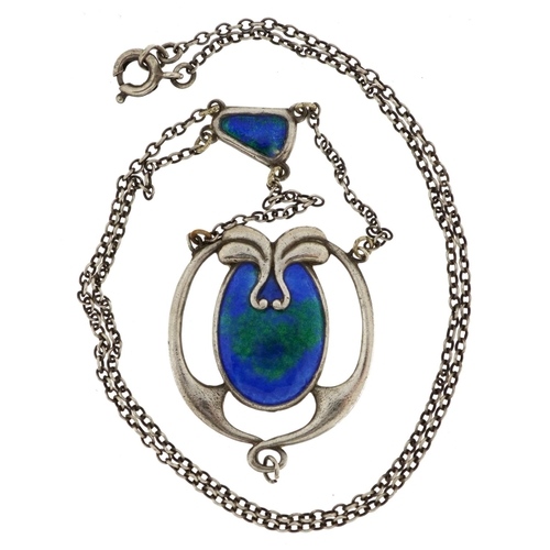 2056 - Charles Horner, Art Nouveau silver and enamel necklace, 36cm in length, 8.4g