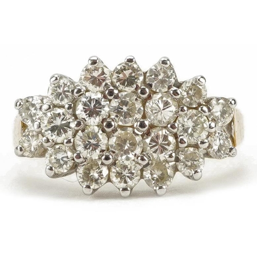 2010 - 18ct gold diamond cluster ring, size M, 3.8g