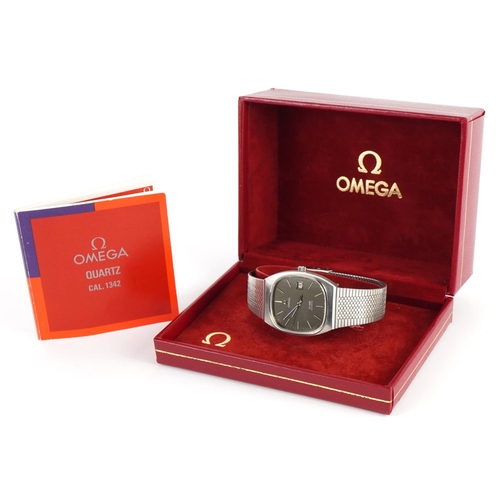2026 - Omega, gentlemen's Omega De Ville quartz wristwatch with date aperture and Omega box and booklet, th... 