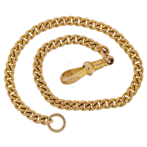 2043 - 9ct gold curb link chain with 9ct gold jewellery clasp, 19cm in length, total 8.4g