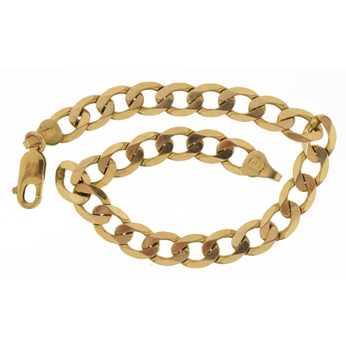 2032 - 9ct gold curb link bracelet, 21cm in length, 11.1g