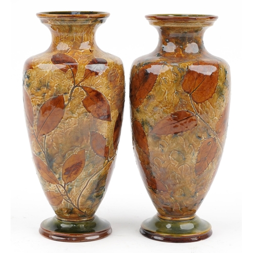 23 - Pair of Royal Doulton stoneware Autumn Leaves pattern vases, each impressed X6768 to the base, each ... 