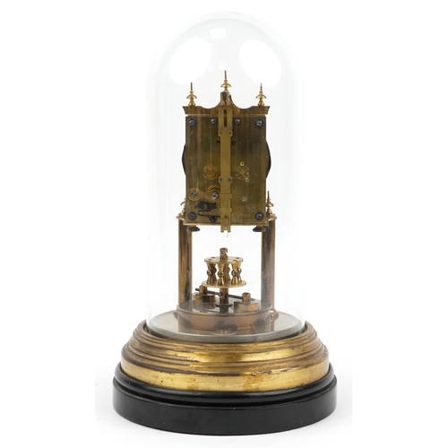 36 - Gustav Becker, German brass anniversary clock housed under a glass dome, the clock having a circular... 