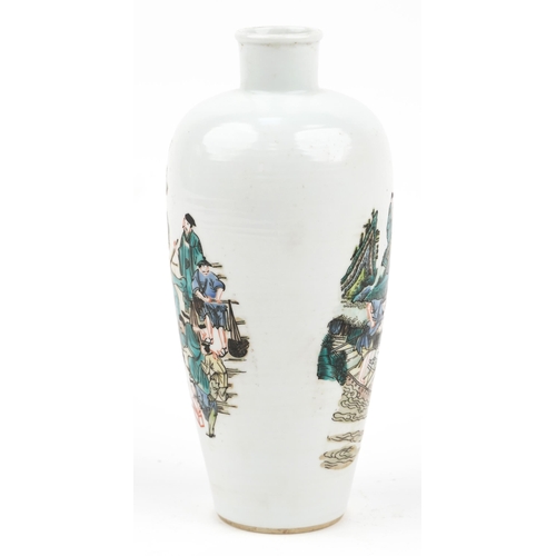 162 - Chinese porcelain vase hand painted in the famille verte palette with figures, six figure character ... 